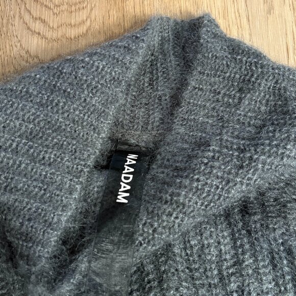 NAADAM Umbriel Turtleneck Sweater gray size M medium mohair wool tie sleeve - Picture 4 of 12